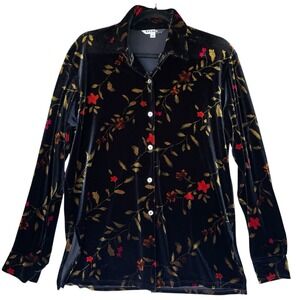 Vintage Y2K JPR Studio Top Womens‎ M Black Velvet Whimsigoth Dark Cottagecore